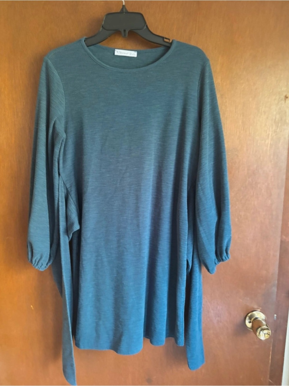 Casual Teal Mini Dress with Balloon Sleeves
